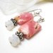 Pink Gemstone Sterling Silver Earrings, Pink and Coral Gemstone, Czech Glass Beads, Pastel Spring Fashion, Under 25