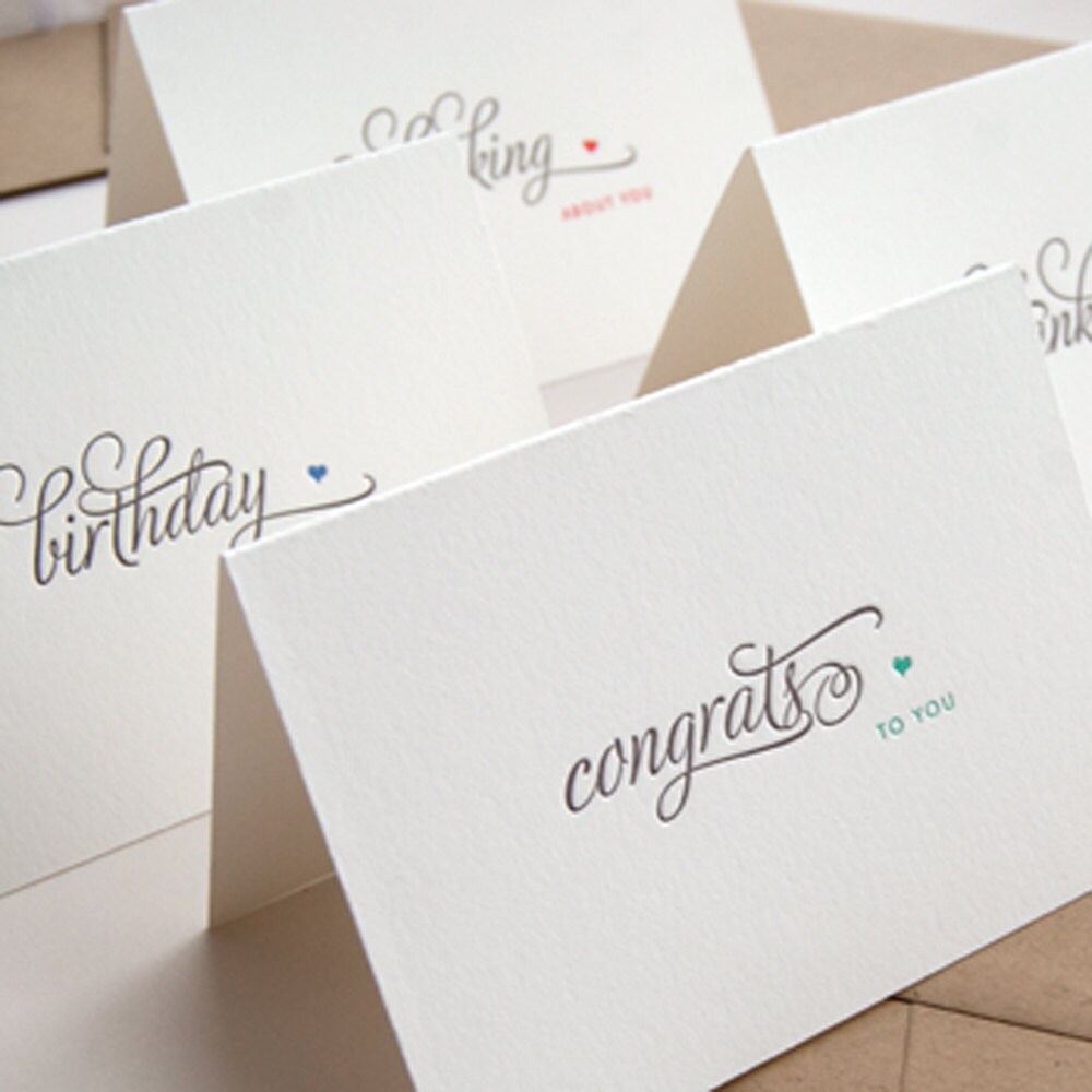 Letterpress Correspondence Boxed Notes Congrats Thank You