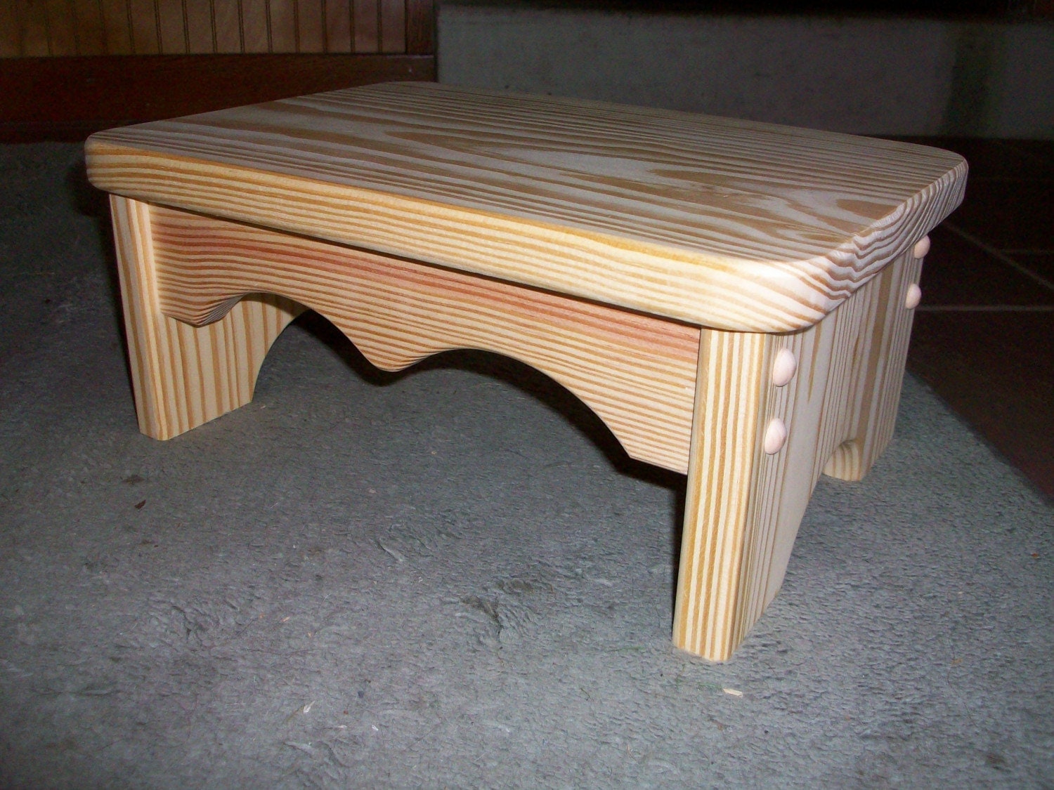 Smaller Handcrafted Unfinished Pine Step Stool