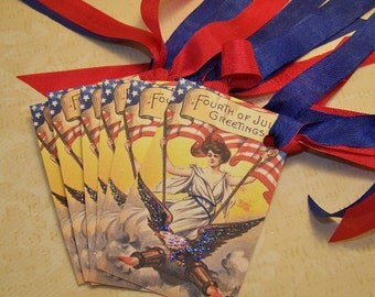 4th of July Tags - Fourth of July Tags - July 4th Tags - Set of 6