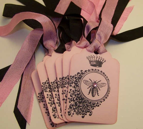 Items similar to Bee Tags French Set of 6 on Etsy