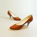 1980s Vintage Shoes Caramel Pump Leather 80s Heel Size 7.5