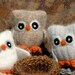 Adopt a Baby Owl ... angora eco wool felt owl nest brown white gray (woolcrazy)