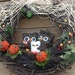 Fall Halloween Thanksgiving Owl Woodland Family, Pumpkins and acorns Custom Wreath... made to order... (woolcrazy)