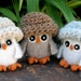 Adopt all three Baby Owls ... angora eco wool felt owls nests brown white gray (woolcrazy)