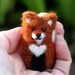 Tiny Little Red Fox white heart chest... upcycled fox needle felt wool (woolcrazy)