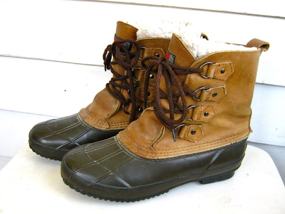 vintage brown leather THERMO TOTES rain boots Mens 7