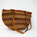 Large Striped Woven Basket Purse with Leather Handle