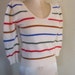 Vintage 80s Striped Scoop neck Angora Sweater