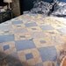 Vintage Feedsack Flour Sack Blue and White Shabby Chic Cutter Quilt .. Hand Quilted