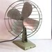 Vintage 1950s electric green metal cage fan