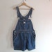 Vintage Blue Denim Shorts Jean Bib Overalls size L