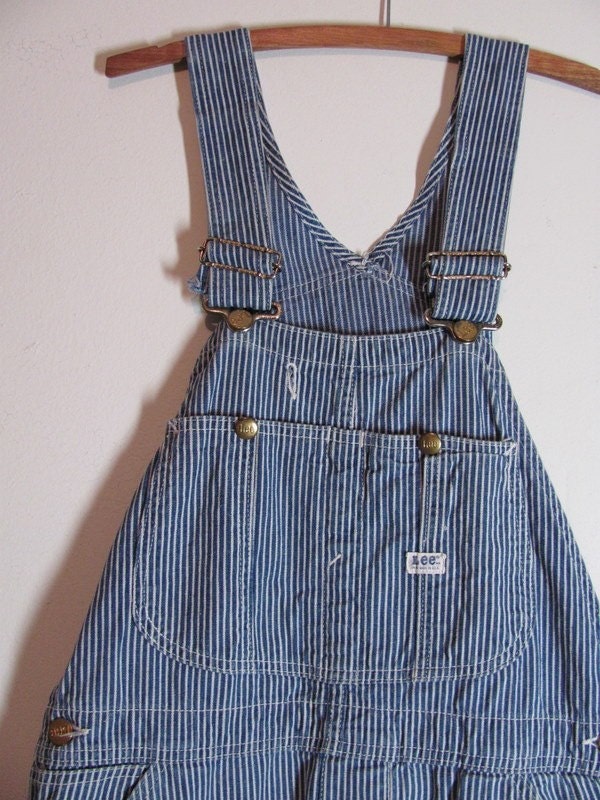 Vintage Blue Jean PinStripe Bib Overalls .. Lee Carpenter