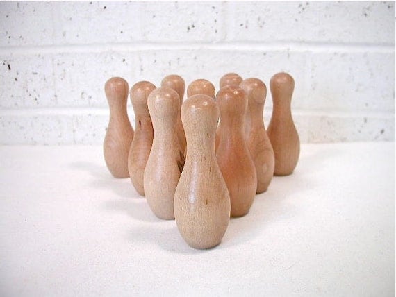 Vintage Mini Wooden Bowling Pins By Bluebell On Etsy