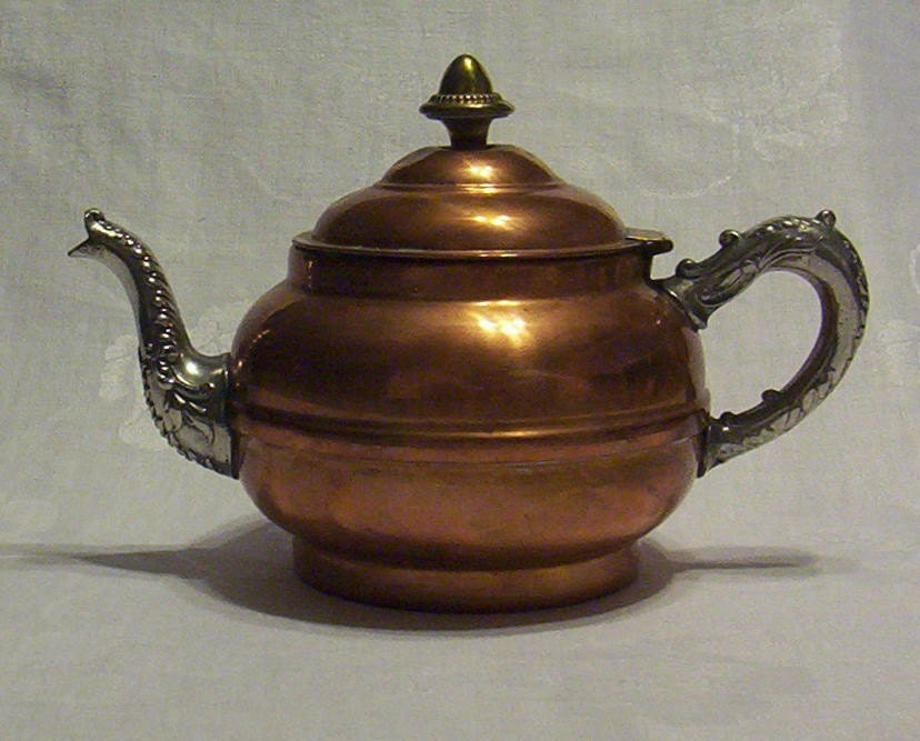 Antique COPPER TEA KETTLE or TEAPOT from Rochester Stamping