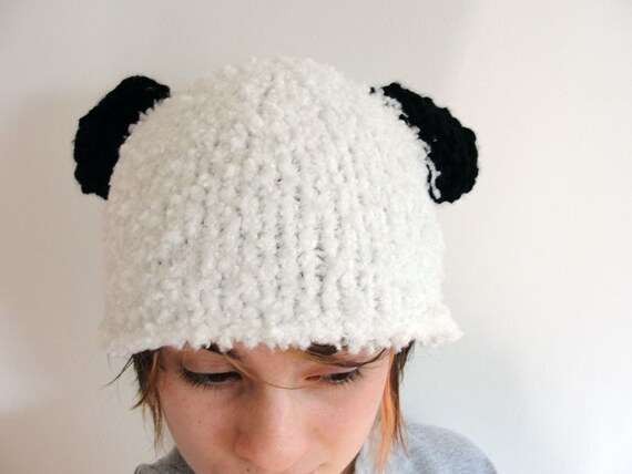 Knitted Panda Hat Adult