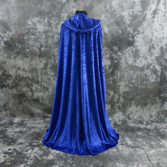 Blue Crushed Velvet Hooded Cloak Wizard Witch by MidnightsMeadow