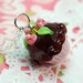 Chocolate and Pink Rosebud Lampwork Cupcake Pendant
