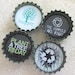 SALE- Earth Day Inspired Up-Cycled Bottle Cap Magnets with Metal Plate- Set of 4- Recycled and Eco-friendly