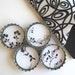 Black and White Wild Flowers- Up-Cycled Bottlecap Magnets with Gift Pouch- Set of 4- Recycled and Eco-Friendly