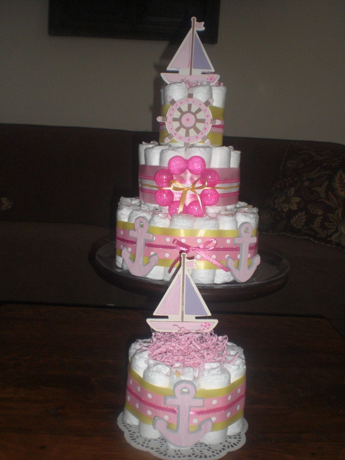 Ahoy it's a Boy nautical Anchor Diaper Cake Baby Shower