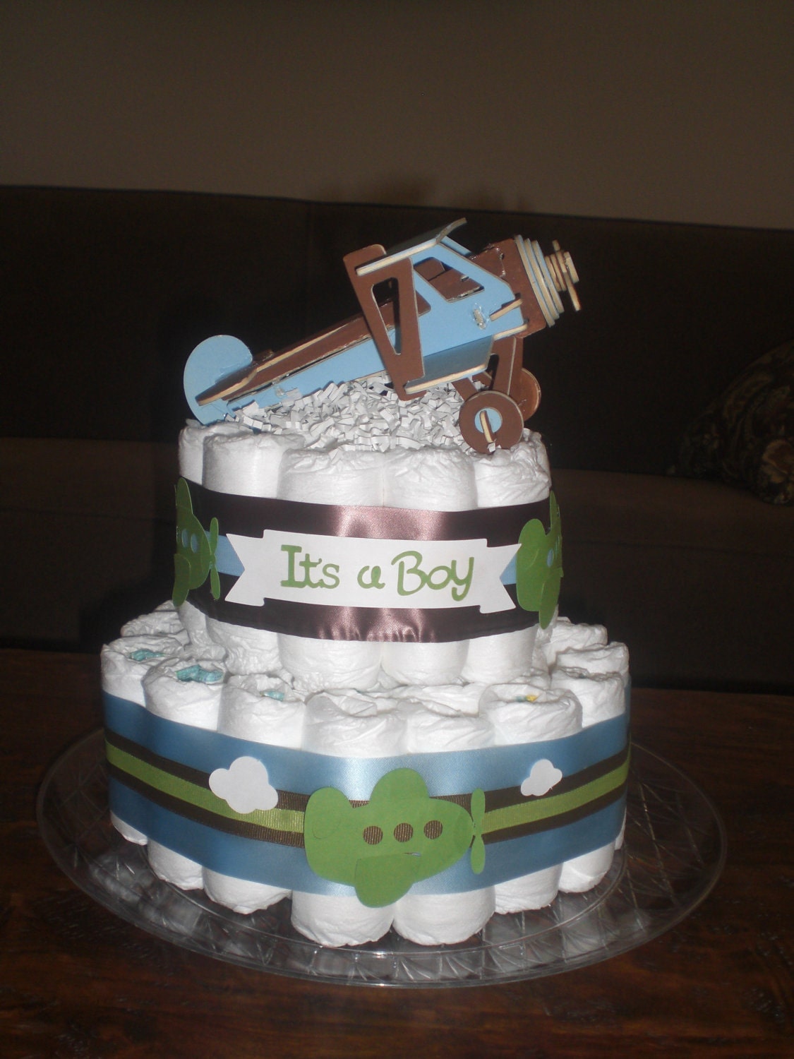 Airplane Diaper Cake baby shower centerpiece gift Customizable