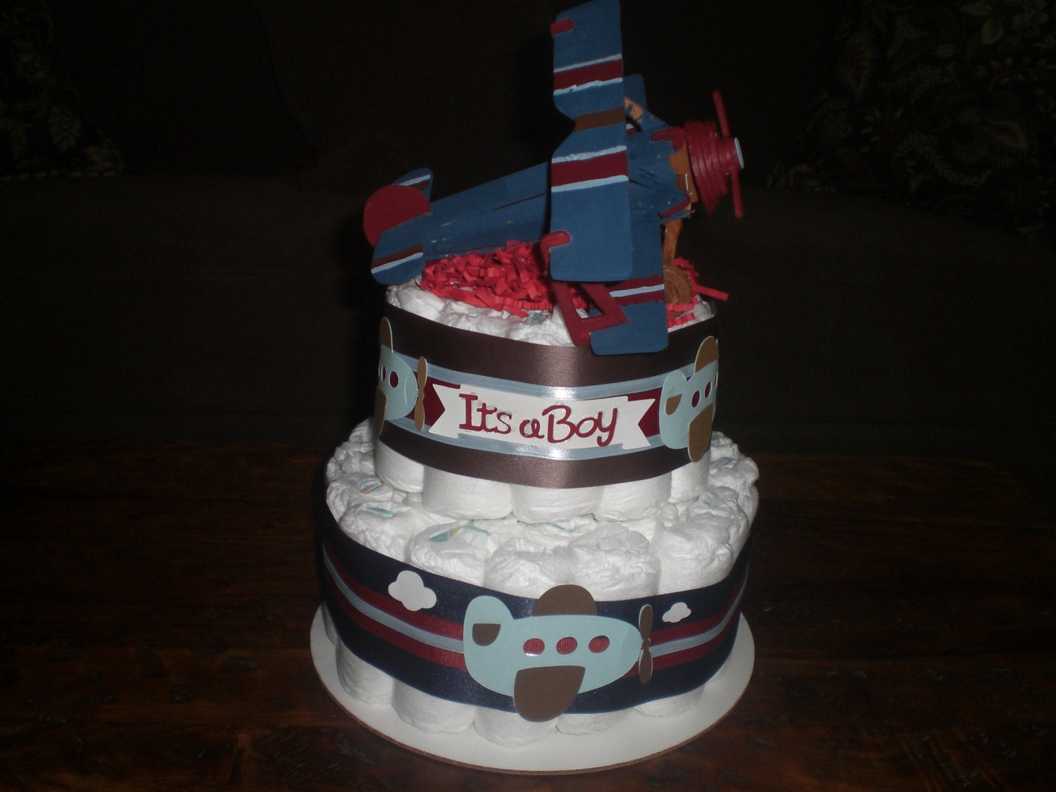 Airplane diaper cake baby shower by bearbottomdiapercakes on etsy