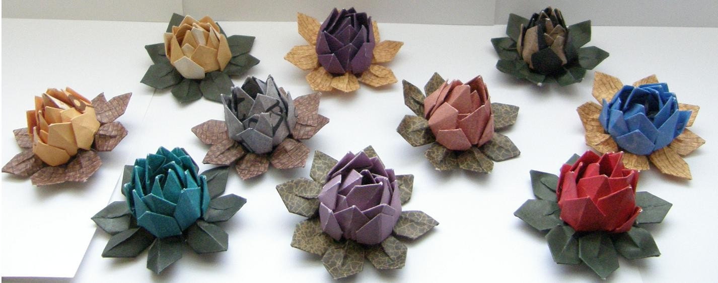 12 Multi Color Water Lilies Lotus Origami Flowers