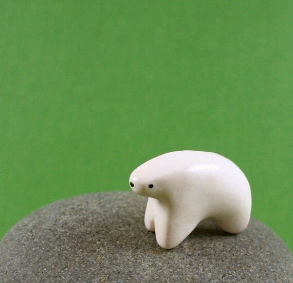 Little Polar Bear - Hand Sculpted Miniature Polymer Clay Animal