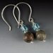 Round Petoskey Stone Earrings Jewelry, Blue Crystal Squares, Sterling Silver Jewelry