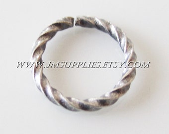10mm, 16 Gauge Antiqued Silver Fancy Round Jumpring