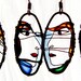 Unique Earrings - Faces Dark Copper Earrings - wire jewelry - wearable art