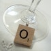 Scrabble Wine Glass Charms Wood You choose 6 Letters - Personalized - Extra charge for J & K - Authentic Natural  - Holiday Gift Bling Retro