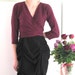 Basia Designs Burgundy Knit Cotton Wrap Top with Long Cross Ties