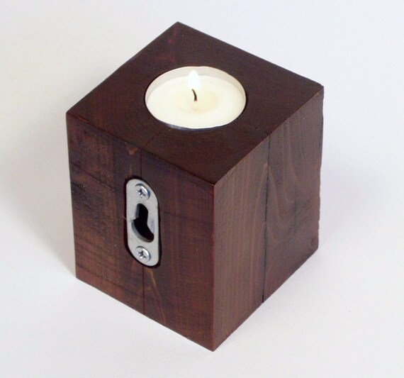 wood block candle holder