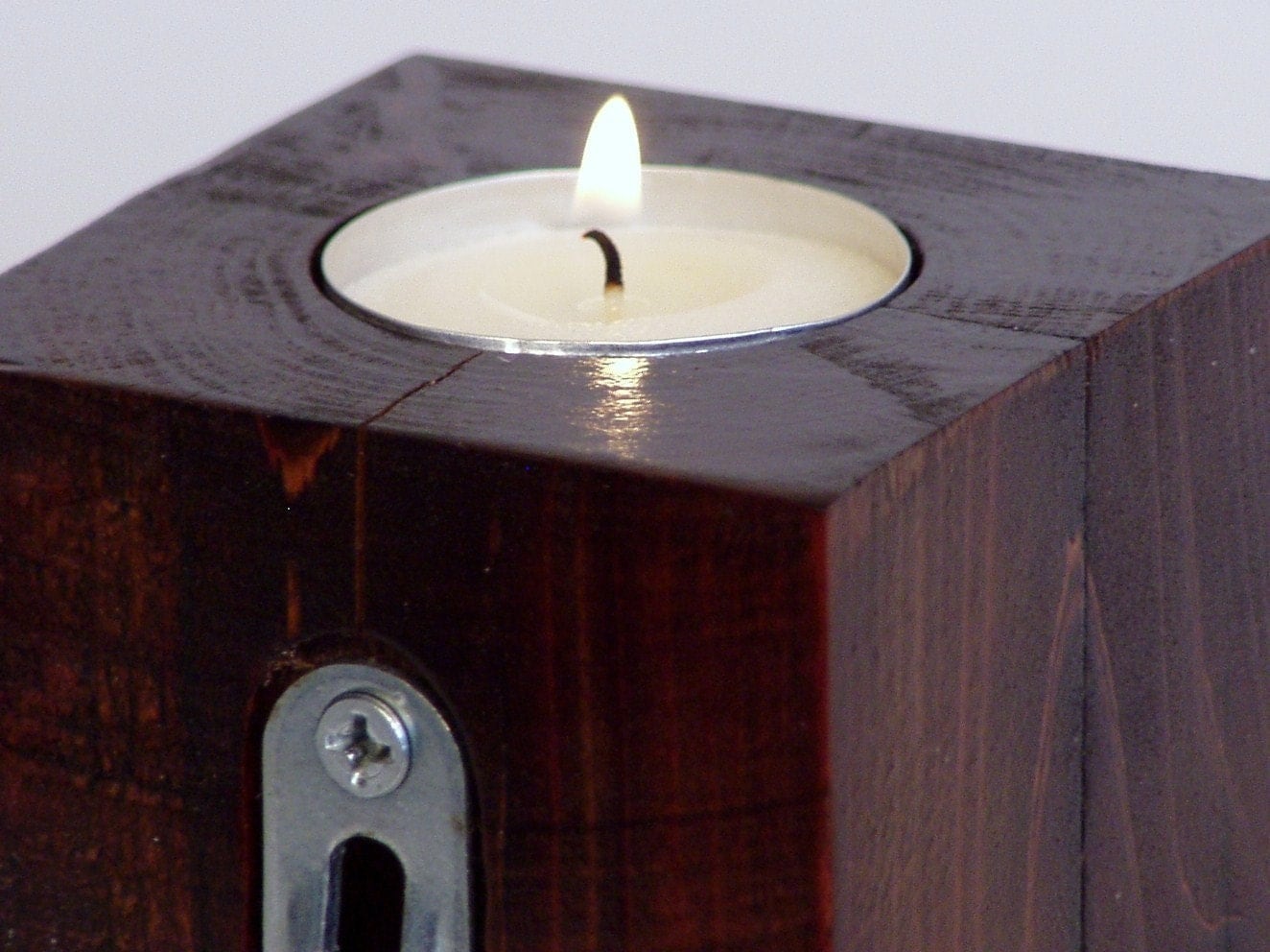 wood block candle holder