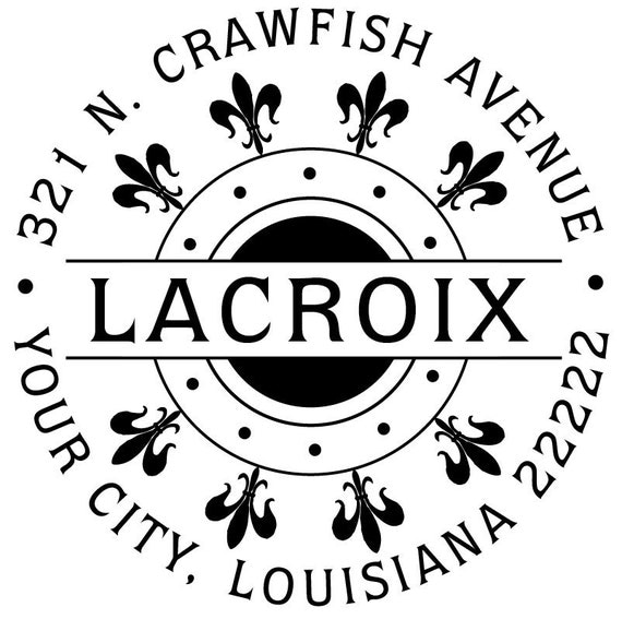 Fleur de lis Custom Return Address Rubber Stamp