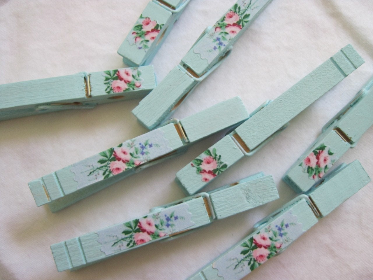 shabby aqua clothespins by tinkeredtreasures on Etsy