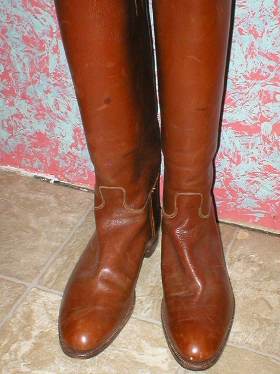 Brown leather Riding Boots Made in England men's size 8