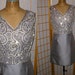 Vintage 60s grey mad men sequined cocktail dress and jacket size medium / large