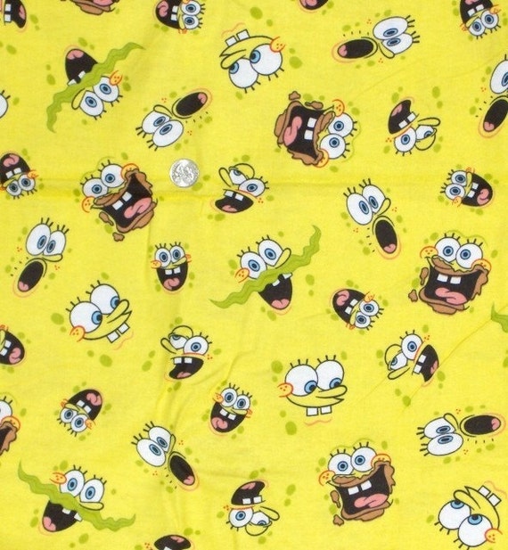 SPONGEBOB SQUAREPANTS FLANNEL FABRIC WITH YELLOW by WhatCameFirst