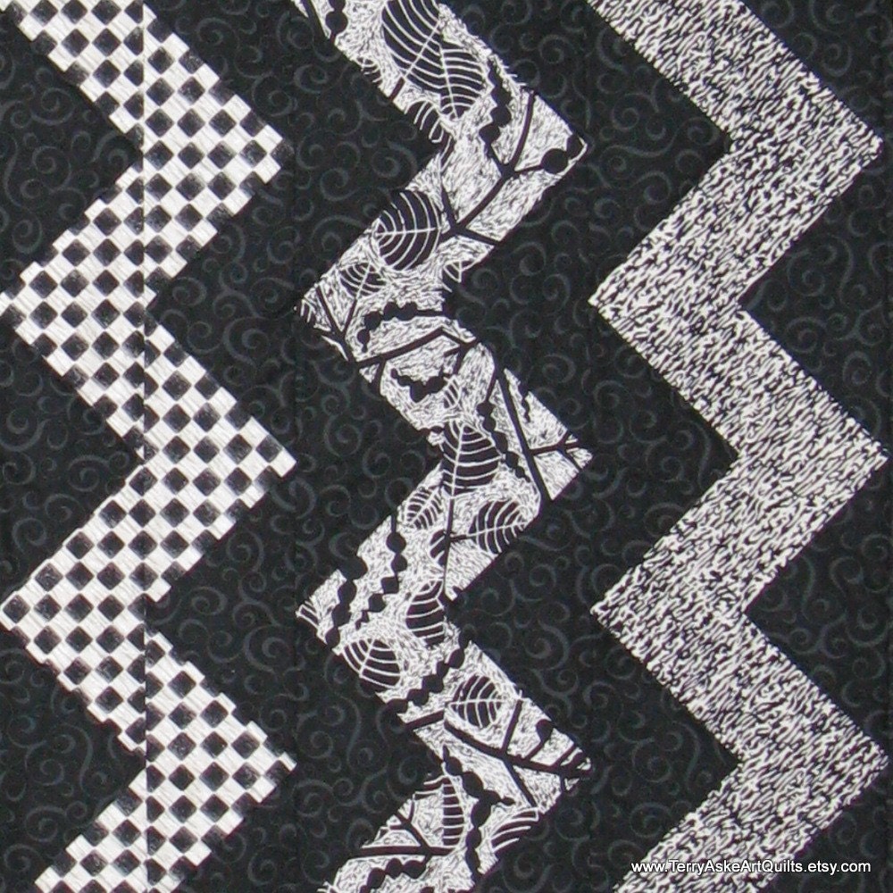 Art Quilt Wall Hanging Black and White by TerryAskeArtQuilts