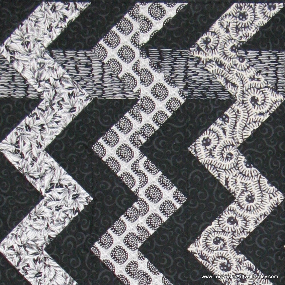 Art Quilt Wall Hanging Black and White by TerryAskeArtQuilts