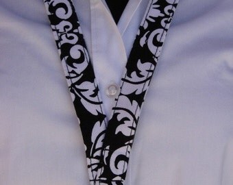 Lanyard / ID Holder -Black and White Damask