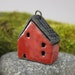 Deep RED...Saggar Fired Rustic House Pendant / Ornament