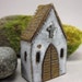 White Chapel...Rustic Miniature House in Stoneware