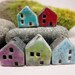 5 Saggar Fired Miniature House Beads...Crackled Blue Red Purple Copper Green Light Blue
