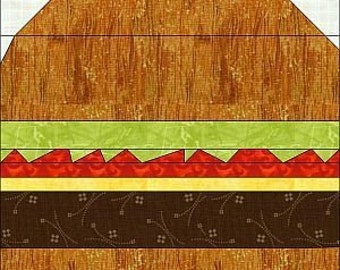 Cheeseburger and Fries Foundation Paper Piece Quilt-PDF Pattern by MadCreekDesigns