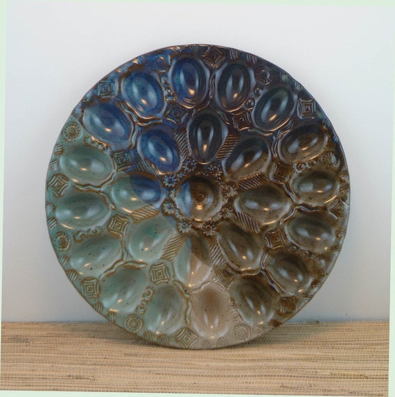 Large stoneware deviled egg tray