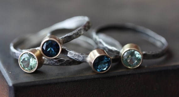 925 silver ring with blue sapphire